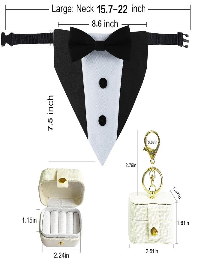 COSLANLEE Dog Wedding Collar Outfit 2pcs Set Include Dog Tuxedo Attire and Mini Pet Ring Bearer Holder Pouch Box for for Proposal Engagement Wedding Ceremony Party(L) - Image 3